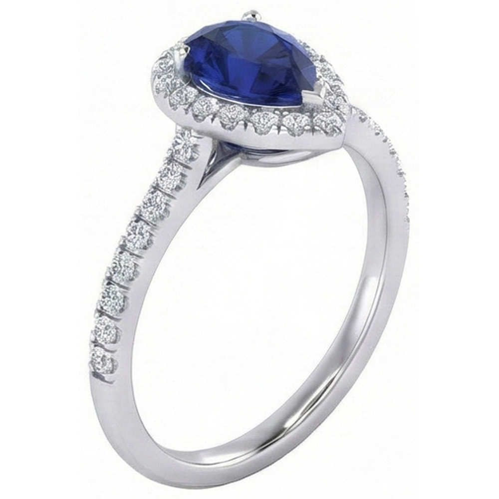 naturel pear diamant 1.60carats bague angle de côté