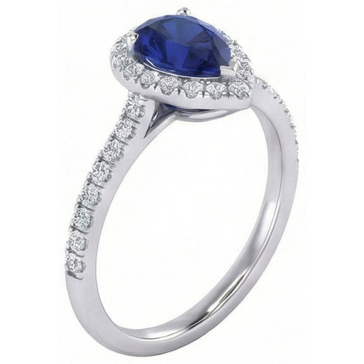 naturel pear diamant 1.60carats bague angle de côté