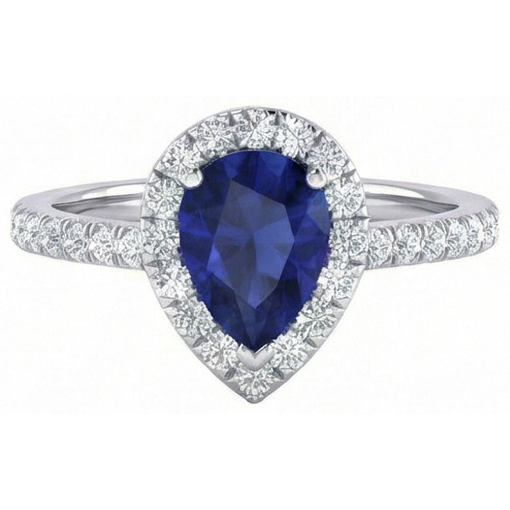 naturel pear diamant 1.60carats bague vue de face