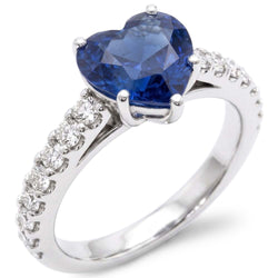 Bague diamant saphir bleu serti cathédrale Accents ronds