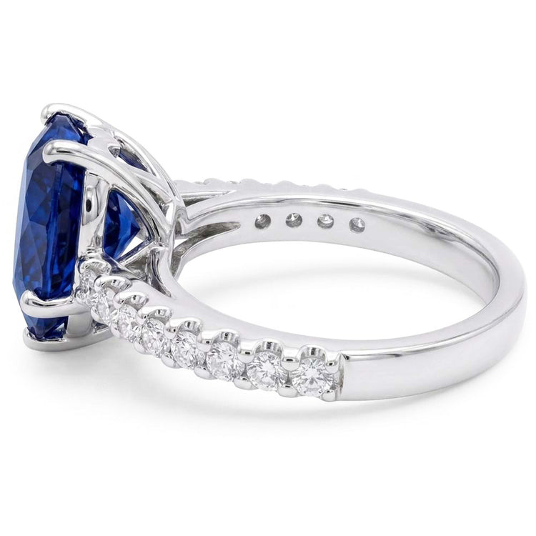 Bague diamant saphir bleu serti cathédrale Accents ronds