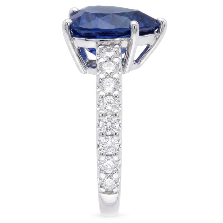 Bague diamant saphir bleu serti cathédrale Accents ronds