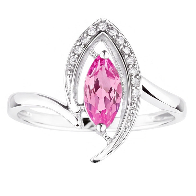 Bague diamant saphir rose taille marquise 1.75 carats bijoux en pierres précieuses