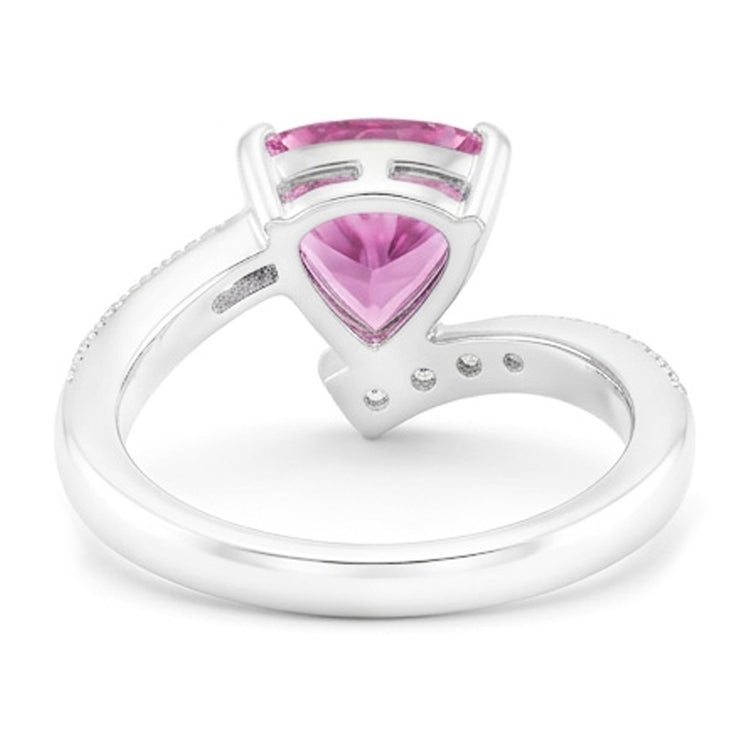 Bague diamant saphir rose taille trillion bijoux en or blanc 1.25 ct