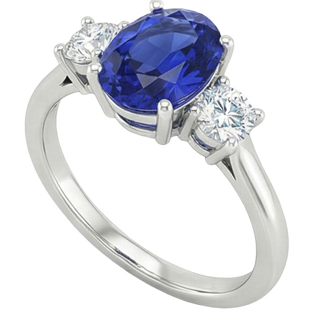 naturel oval saphir 4.75carats bague détail rapproché