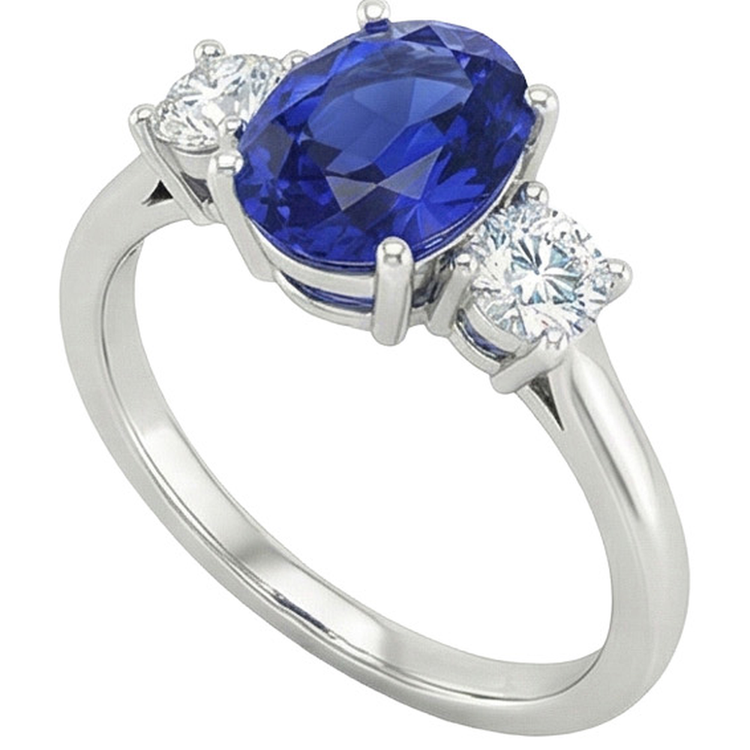 naturel oval saphir 4.75carats bague détail rapproché