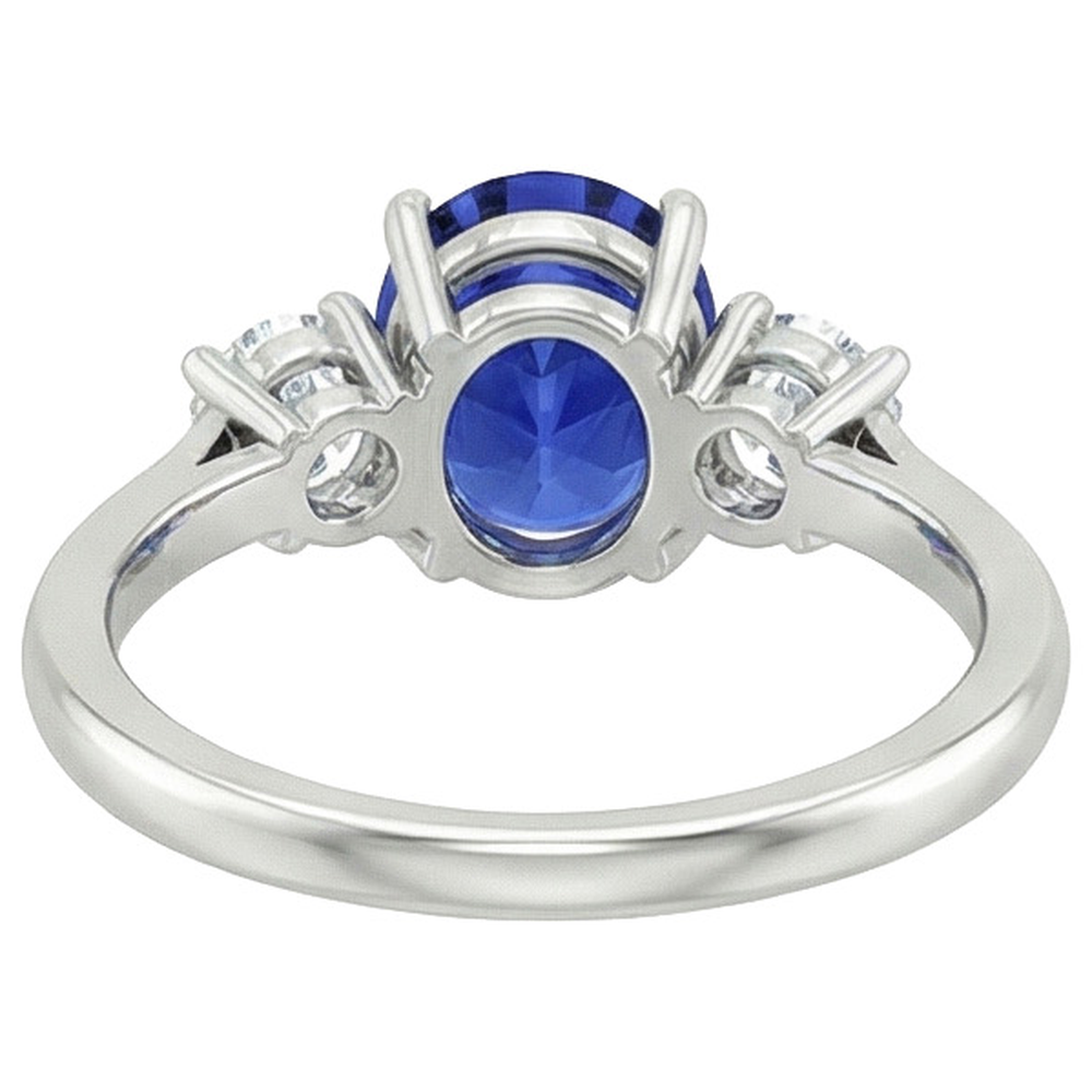 naturel oval saphir 4.75carats bague vue de profil