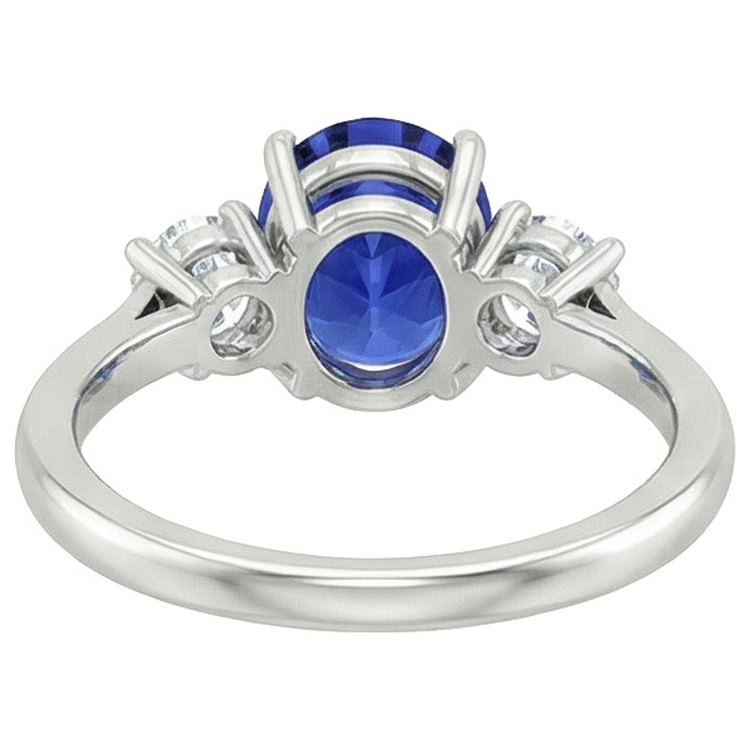 naturel oval saphir 4.75carats bague vue de profil