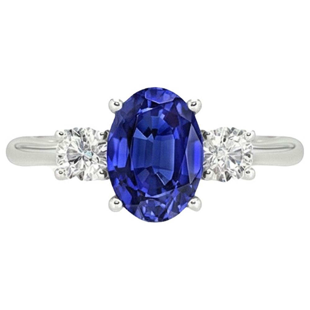 naturel oval saphir 4.75carats bague angle de côté