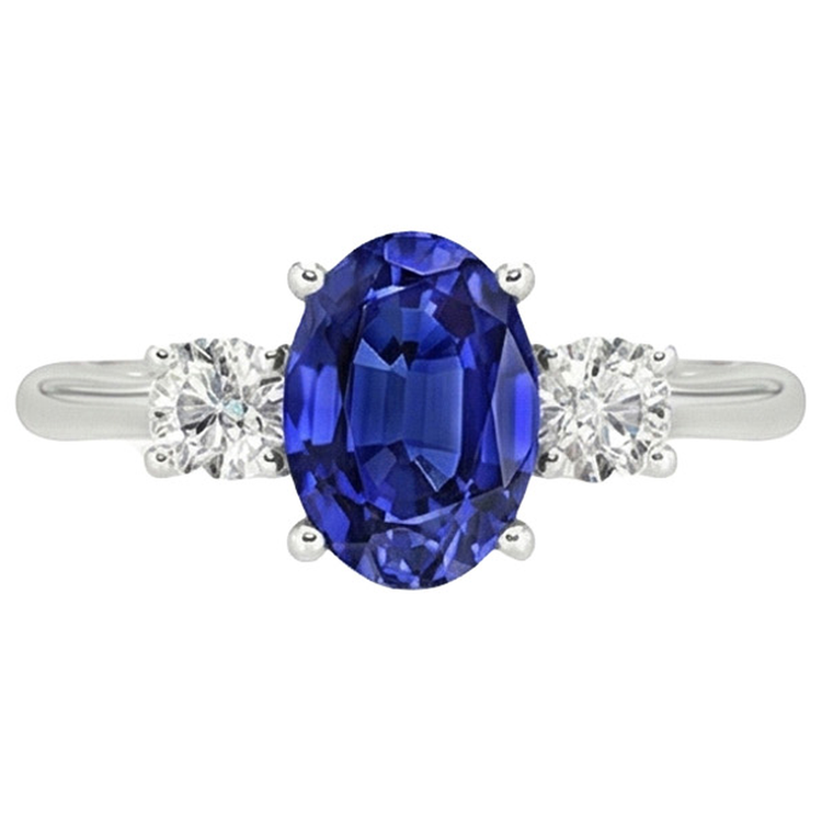 naturel oval saphir 4.75carats bague angle de côté