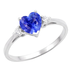 Bague diamant trois pierres saphir du Sri Lanka 1.75 carats