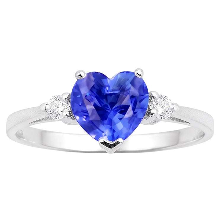 Bague diamant trois pierres saphir du Sri Lanka 1.75 carats