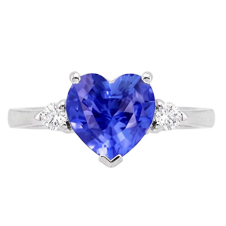 Bague diamant trois pierres saphir du Sri Lanka 1.75 carats