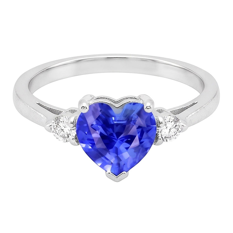 Bague diamant trois pierres saphir du Sri Lanka 1.75 carats