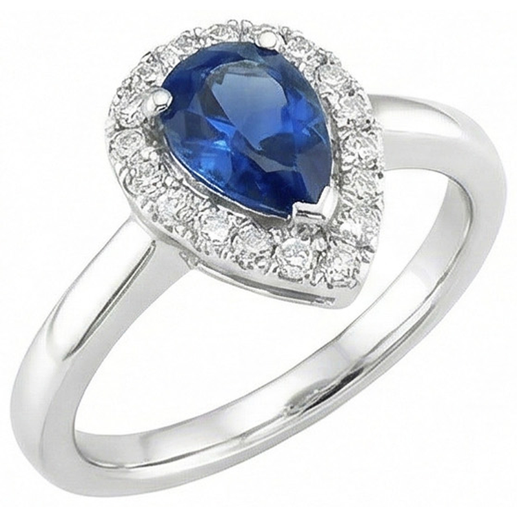 naturel pear diamant 3.30carats bague angle de côté