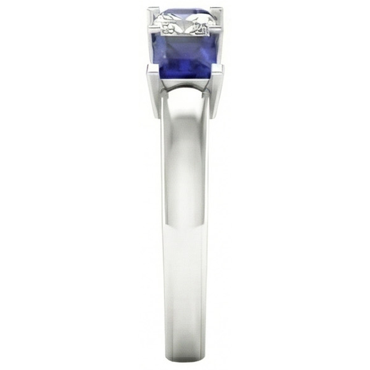 Bague diamants saphir de Ceylan taille princesse 5 pierres 1.75 ct