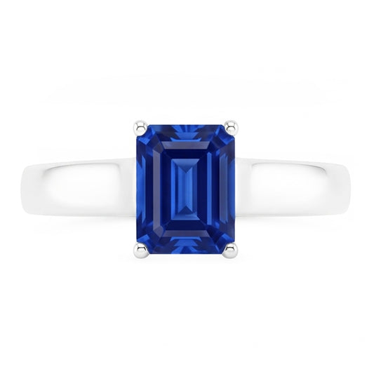 Bague émeraude Solitaire 2 Carats Or Blanc Saphir Ceylan