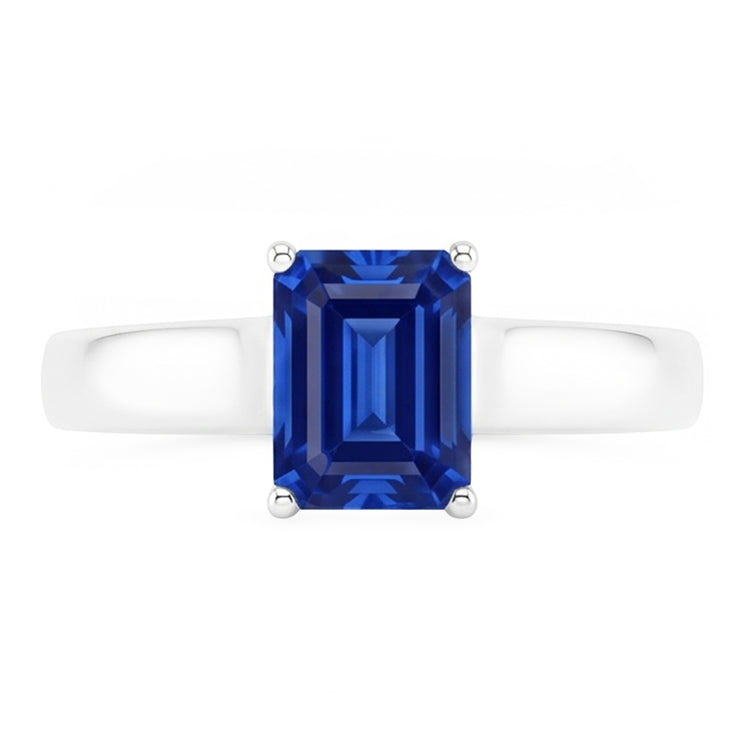 Bague émeraude Solitaire 2 Carats Or Blanc Saphir Ceylan
