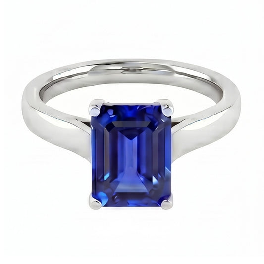 Bague émeraude Solitaire 2 Carats Or Blanc Saphir Ceylan