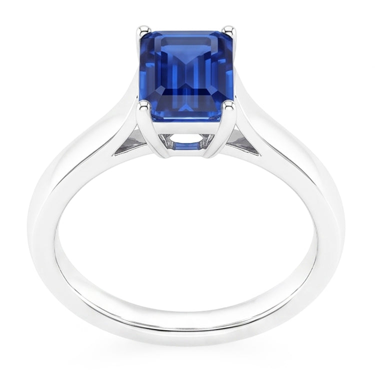 Bague émeraude Solitaire 2 Carats Or Blanc Saphir Ceylan