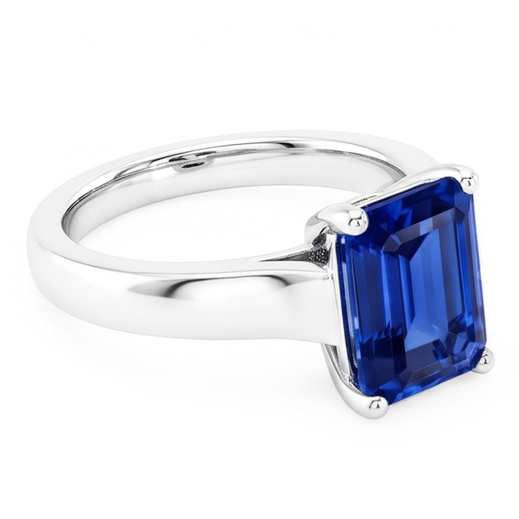 Bague émeraude Solitaire 2 Carats Or Blanc Saphir Ceylan