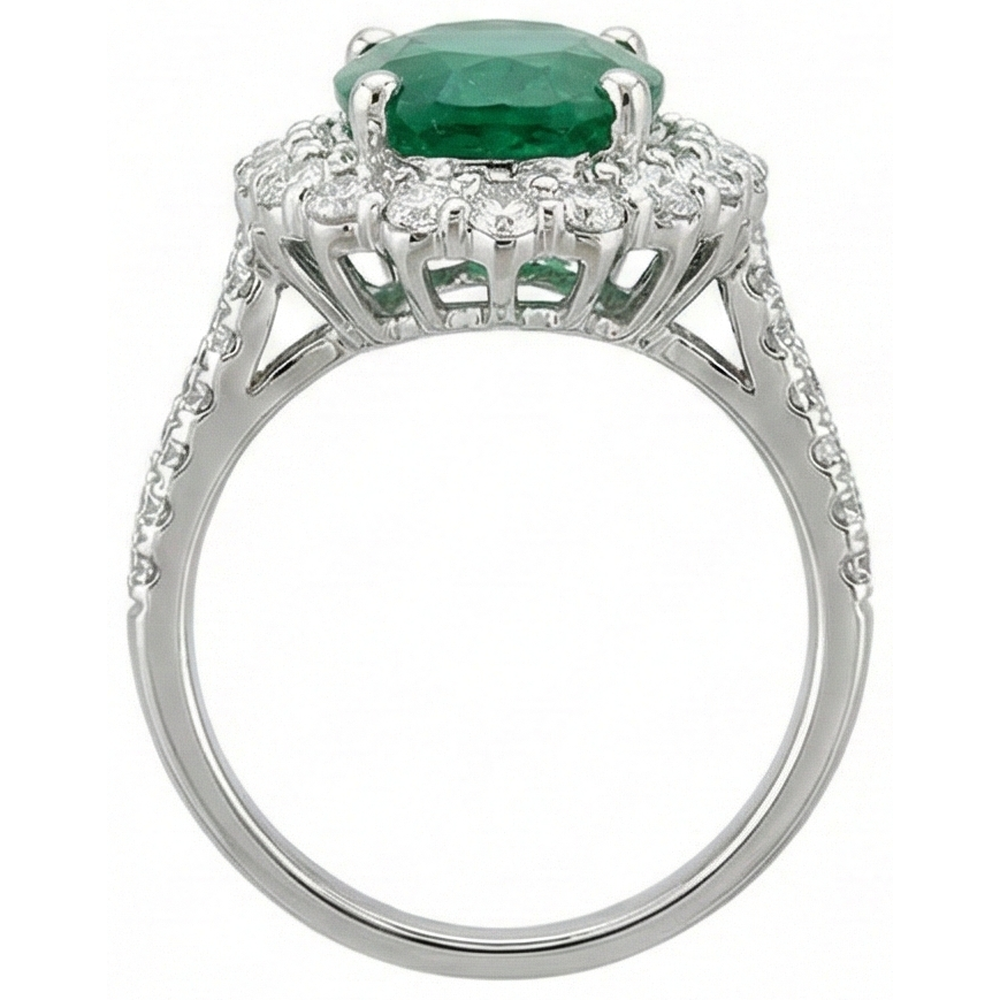 naturel oval émeraude 3.25carats bague vue de profil