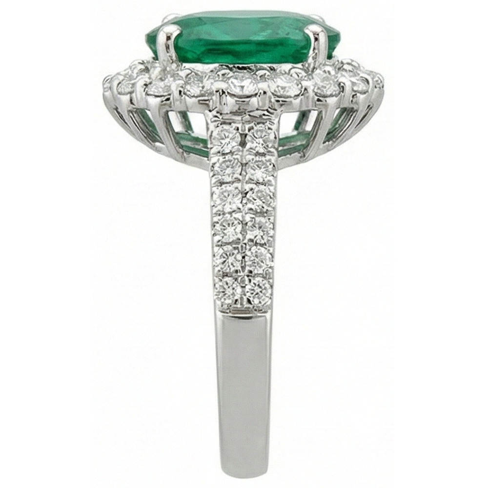 naturel oval émeraude 3.25carats bague vue de dessus