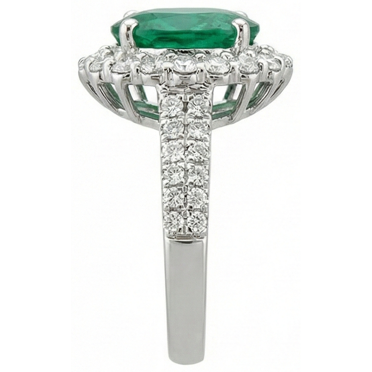 naturel oval émeraude 3.25carats bague vue de dessus