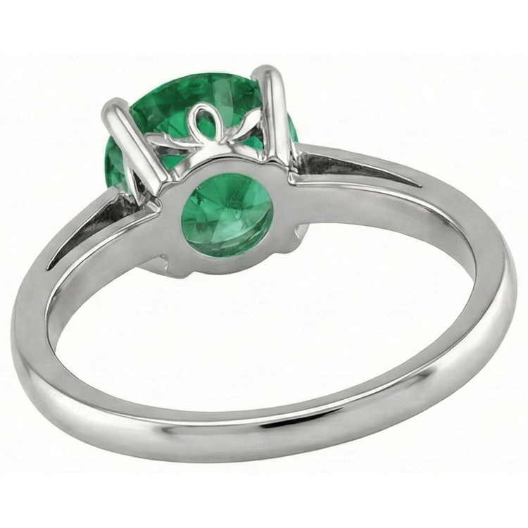 Bague émeraude verte ronde 12 carats en or blanc 14k