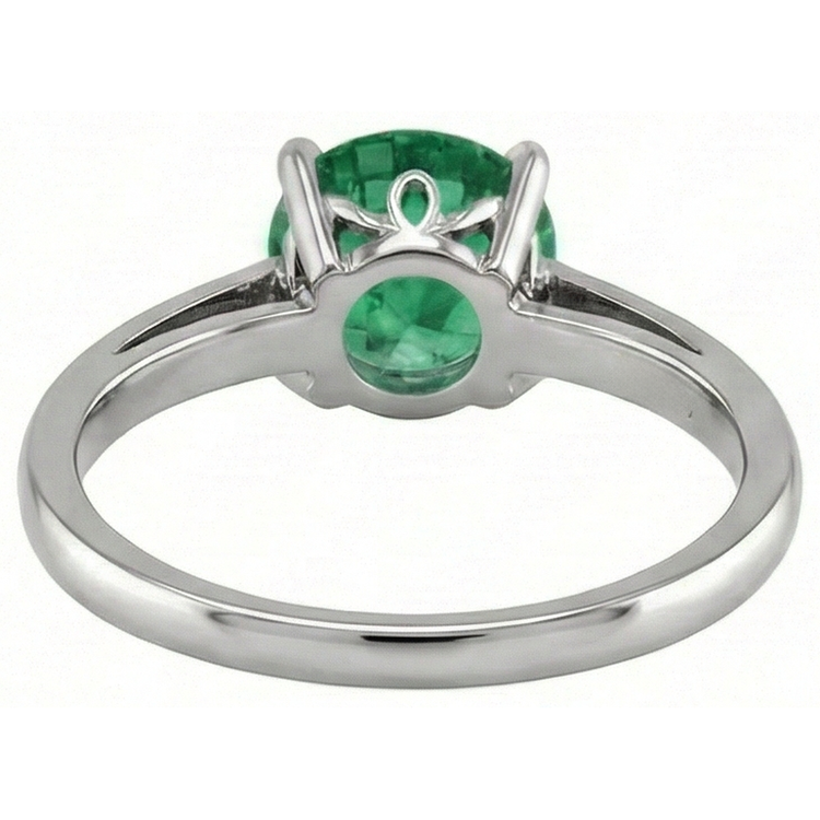 Bague émeraude verte ronde 12 carats en or blanc 14k