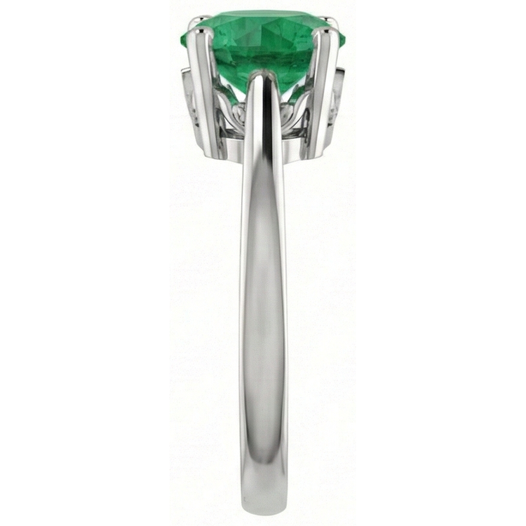 Bague émeraude verte ronde 12 carats en or blanc 14k
