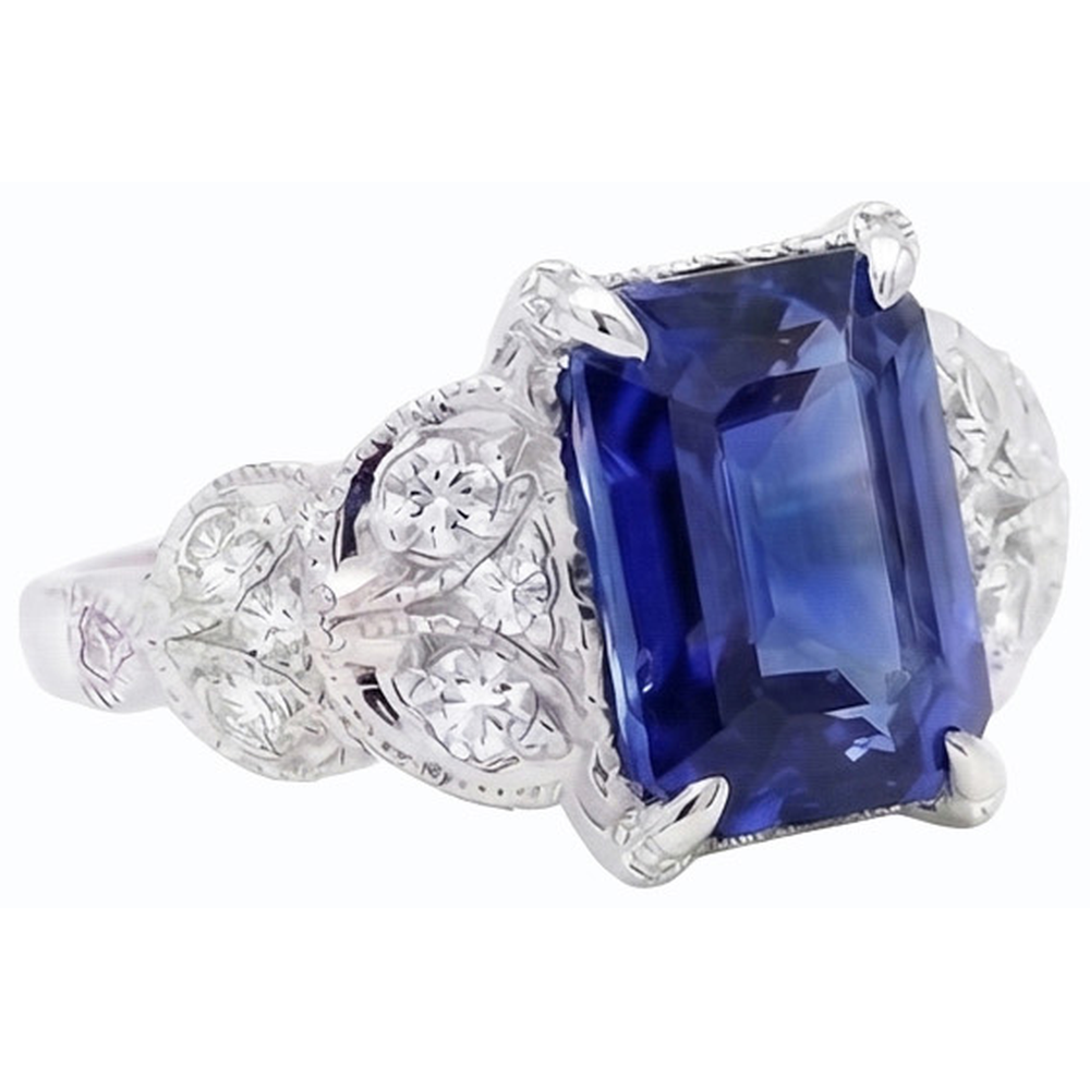 naturel round saphir 3.50carats bague vue de face