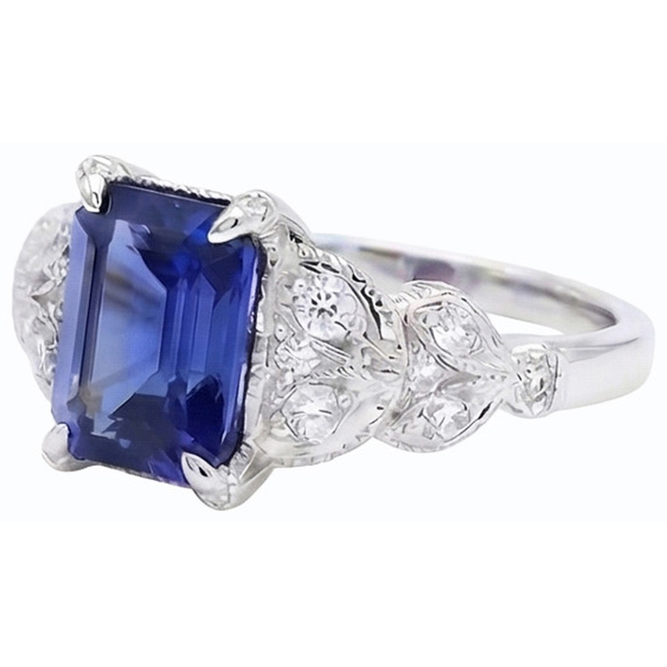 naturel round saphir 3.50carats bague détail rapproché