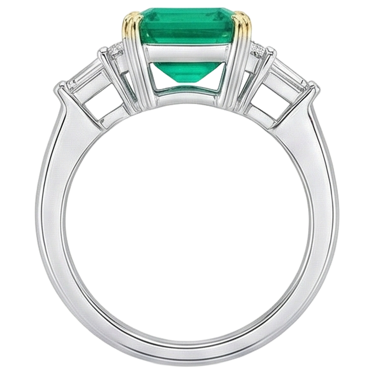 Bague en Diamant Extrait de Terre Taille Asscher Emeraude Verte Naturelle Pour Femmes