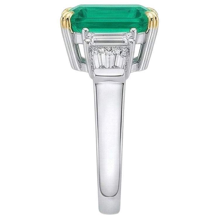 Bague en Diamant Extrait de Terre Taille Asscher Emeraude Verte Naturelle Pour Femmes
