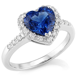 Bague en Diamant Rond Avec Saphir Bleu de Ceylan En Or
