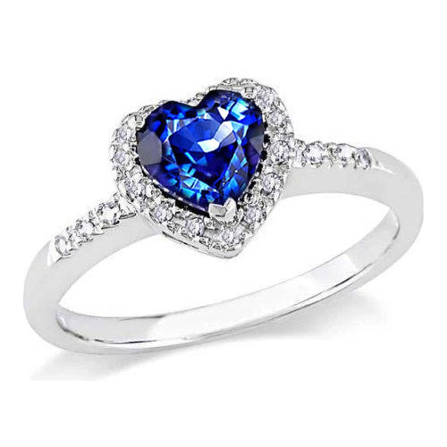 Bague en Diamant Rond Avec Saphir Bleu de Ceylan En Or