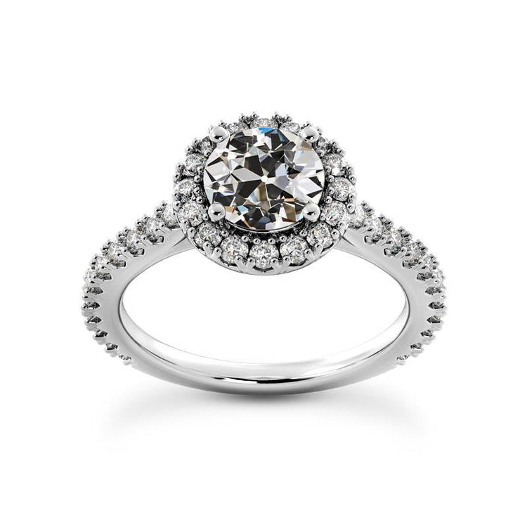 Bague en Naturel diamant taille ancienne halo pour femme avec accents en or 5 carats