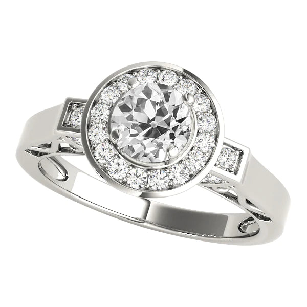 Bague en Réel Diamant Taille Ancienne Ronde Halo De Style Vintage En Or 3.50 Carats