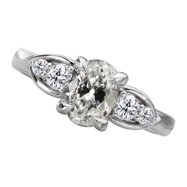 Bague en Réel diamant rond et ovale taille vieille mine Bijoux pour femme 5.50 carats