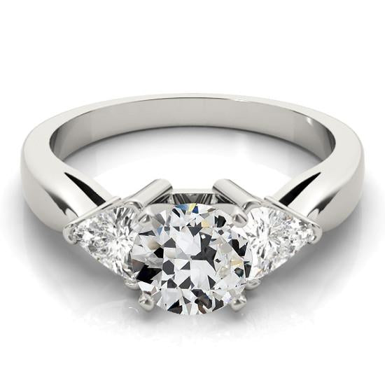 Bague en Réel diamants ronds à 3 trillions de pierres et à taille ancienne. bijoux en or 3 carats