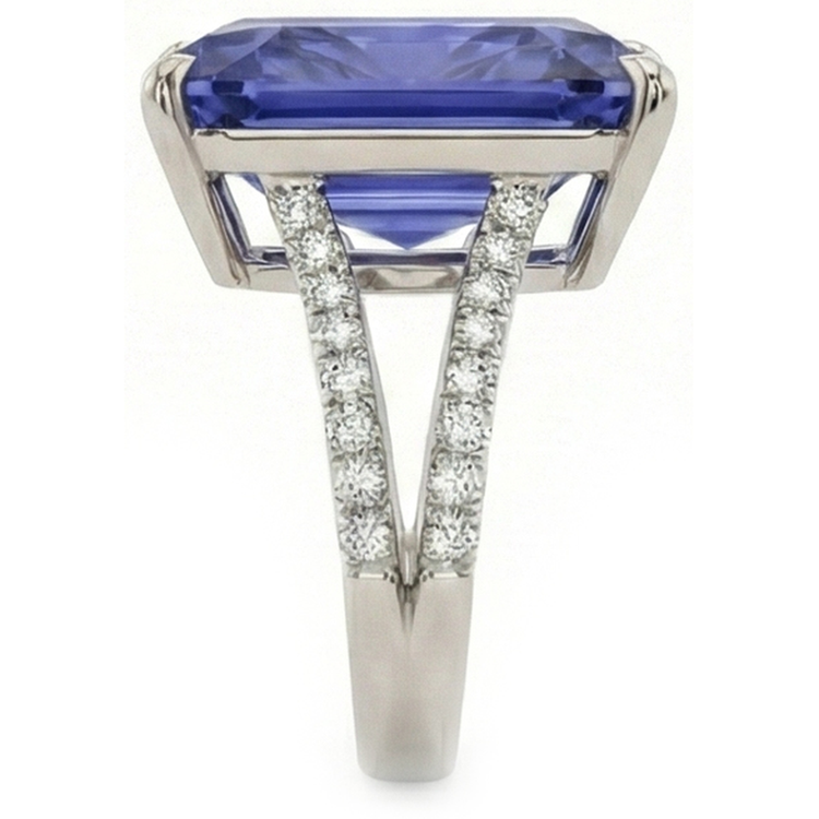 naturel round saphir 7.50carats bague vue de profil