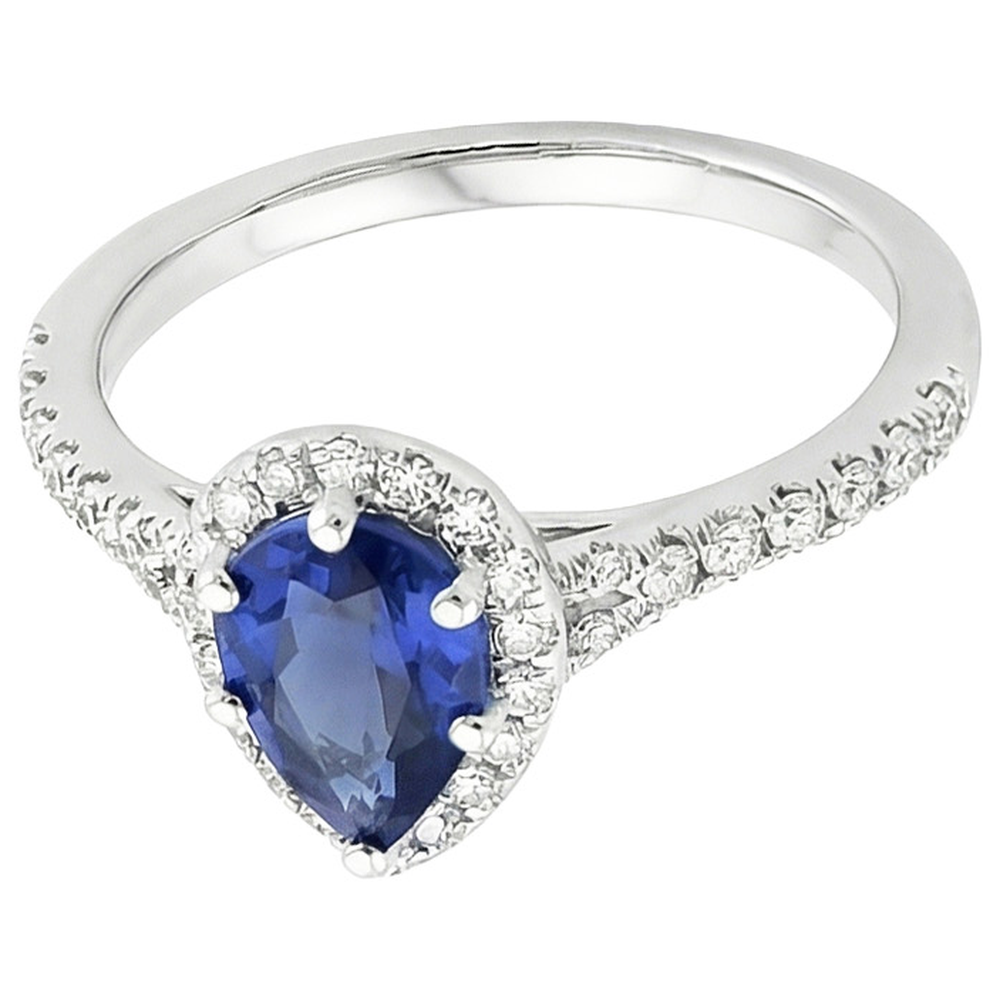 naturel pear diamant 5.25carats bague angle de côté