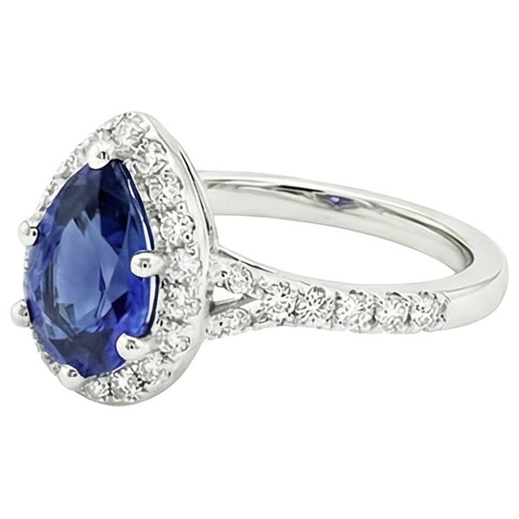 naturel pear diamant 5.25carats bague vue de profil