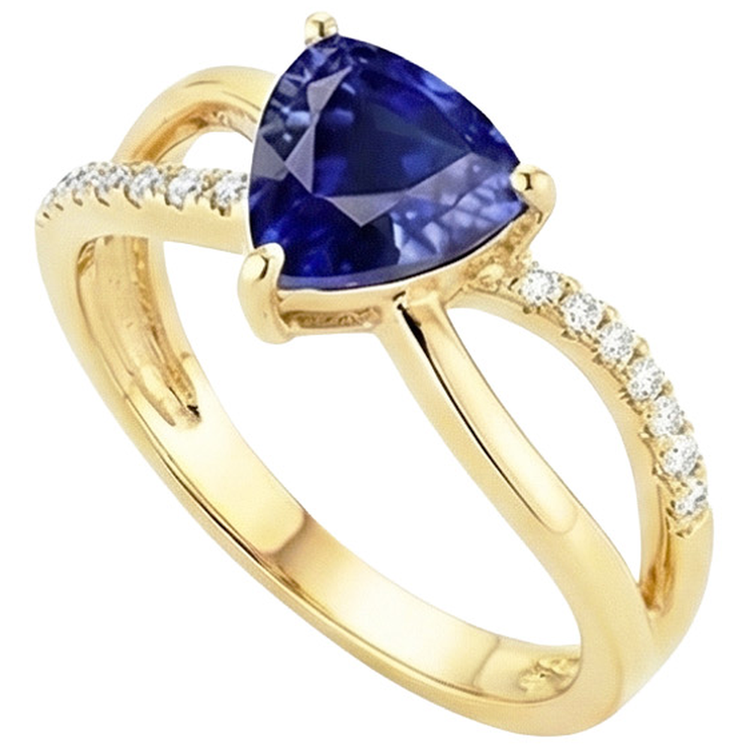 naturel trillion diamant 2.50carats bague angle de côté