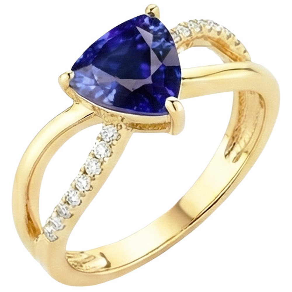 naturel trillion diamant 2.50carats bague vue de face