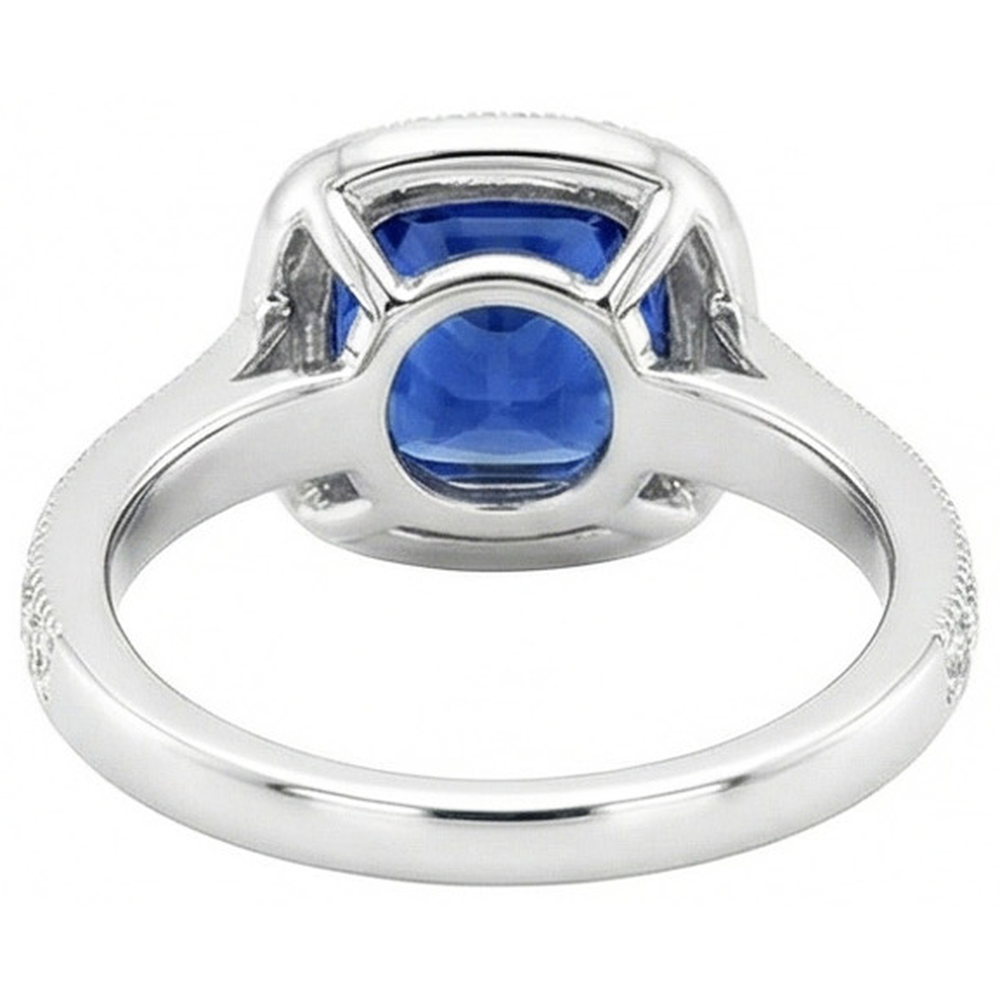 naturel cushion diamant 3.70carats bague vue de profil