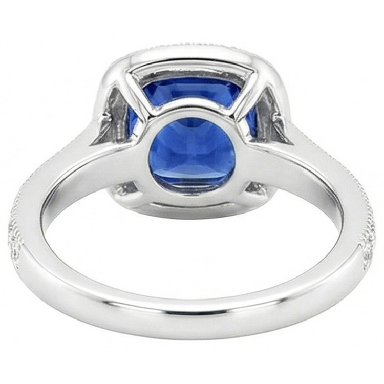 naturel cushion diamant 3.70carats bague vue de profil