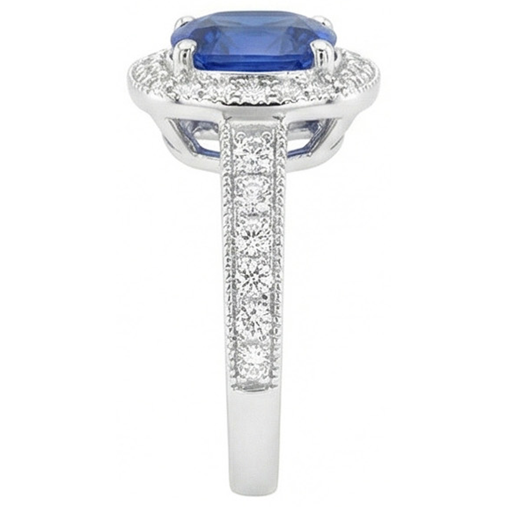 naturel cushion diamant 3.70carats bague vue de dessus