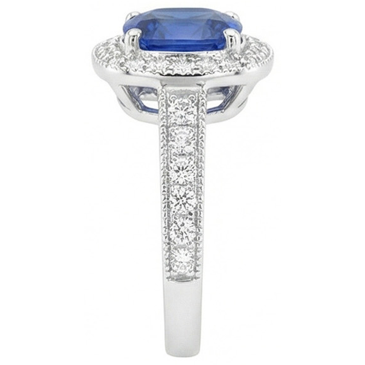 naturel cushion diamant 3.70carats bague vue de dessus